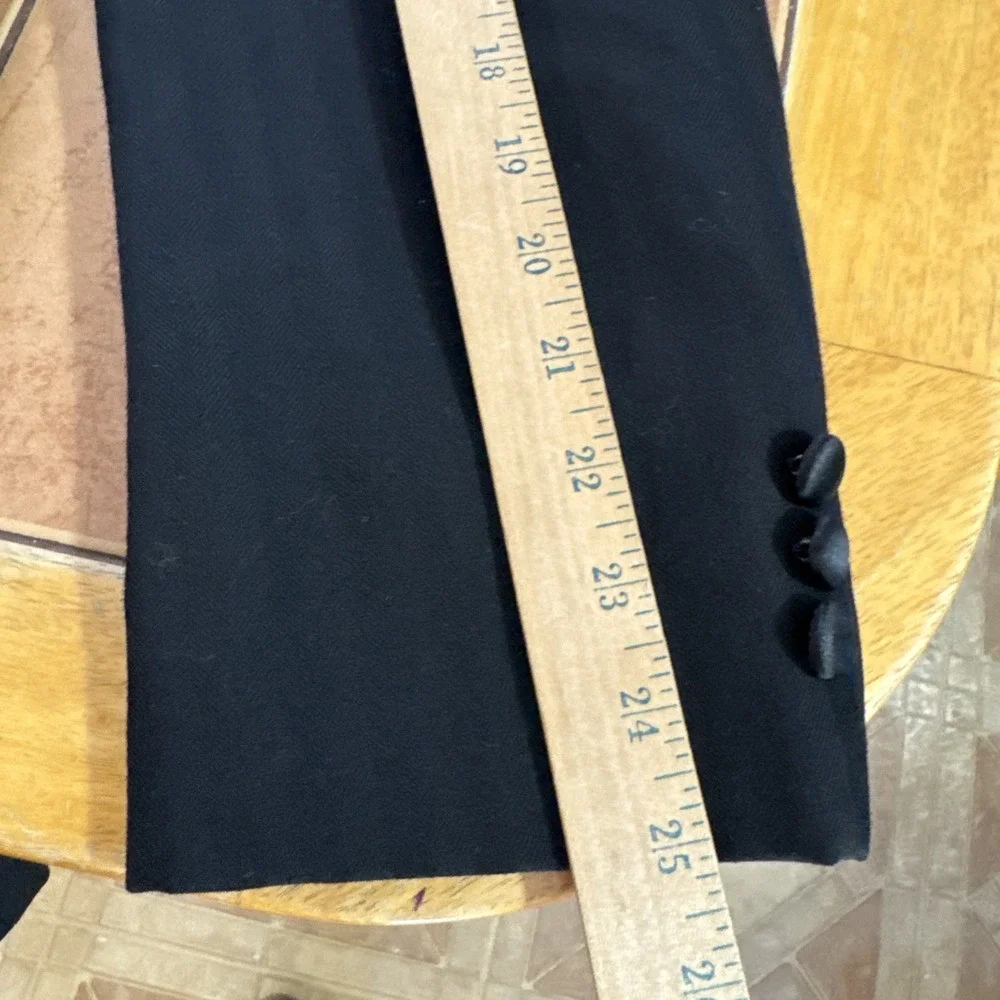 Vtg Christian Dior Monsieur Stripe Tuxedo Jacket 44R Slim Black Wool Satin Lapel